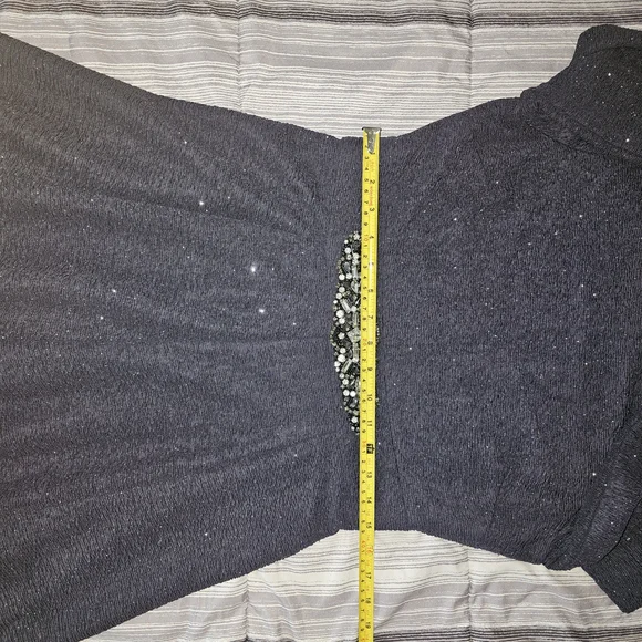 Eliza J Navy Sparkle Stretch Dress Embellished Waist Size 10 - Picture 12 of 15